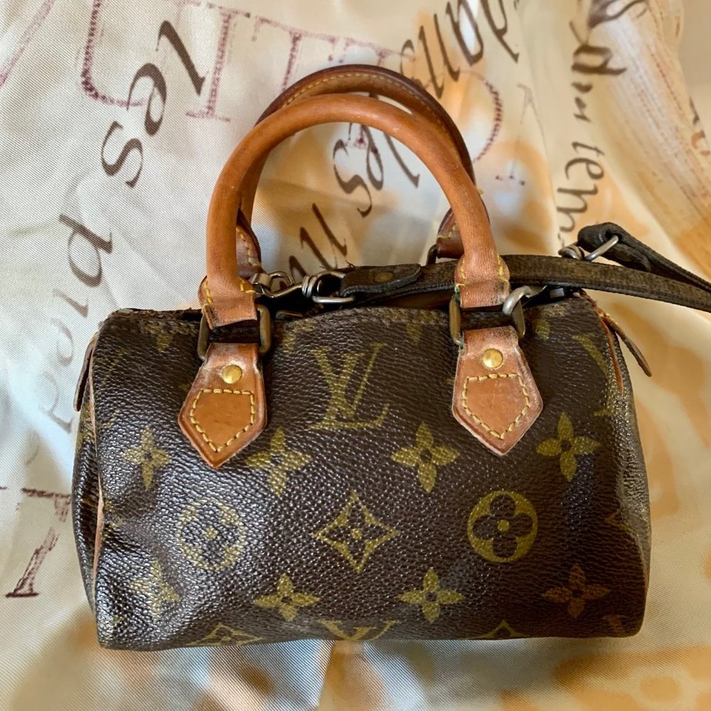 Vintage 1980s Louis Vuitton Monogram Mini Sac W/Strap - Picture 1 of 14